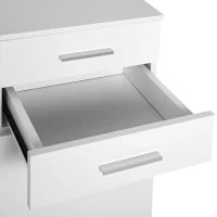 Cassettiera da Ufficio 2 Cassetti 2 Ante con Ripiano Regolabile Legno 71x35x76cm Bianco