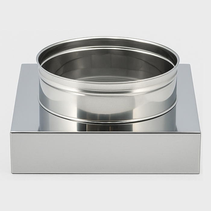 Riduzione quadra tonda 350x350 - Ø 300 mm, acciaio inox sp. 0,5 mm canna fumaria