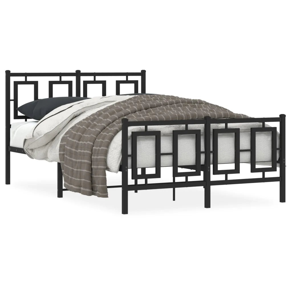 Giroletto con Testiera e Pediera Metallo Nero 120x190 cm 374256