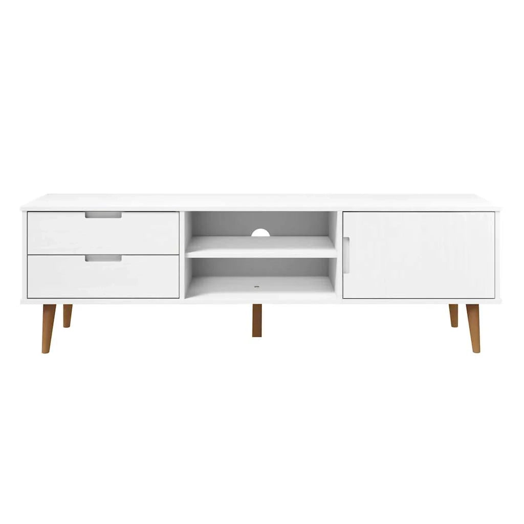 Mobile TV multimediale scaffale TV credenza mobile TV sala da pranzo soggiorno camera da letto 158 x 40 x 49 cm legno di pino massiccio bianco 02_0027731