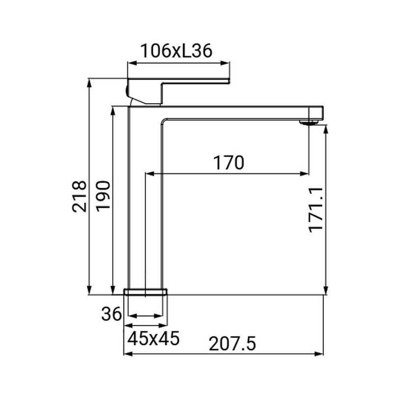 Rubinetto lavabo alto serie zoe, finitura cromata