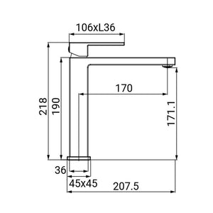 Rubinetto lavabo alto serie zoe, finitura cromata