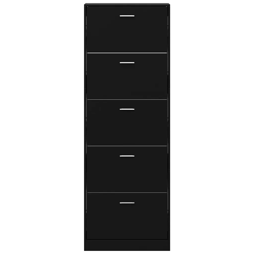 Scarpiera Nera 59x17x169 cm in Legno Multistrato 342512