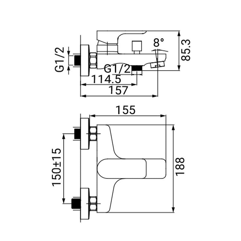 Miscelatore vasca finitura cromata, serie cloe