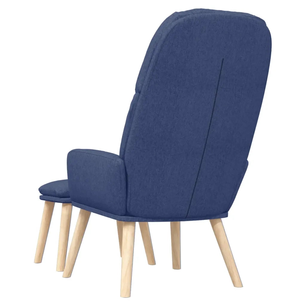 Poltrona Relax con Poggiapiedi Blu in Tessuto