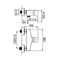 Rubinetto esterno doccia serie cloe, finitura cromata