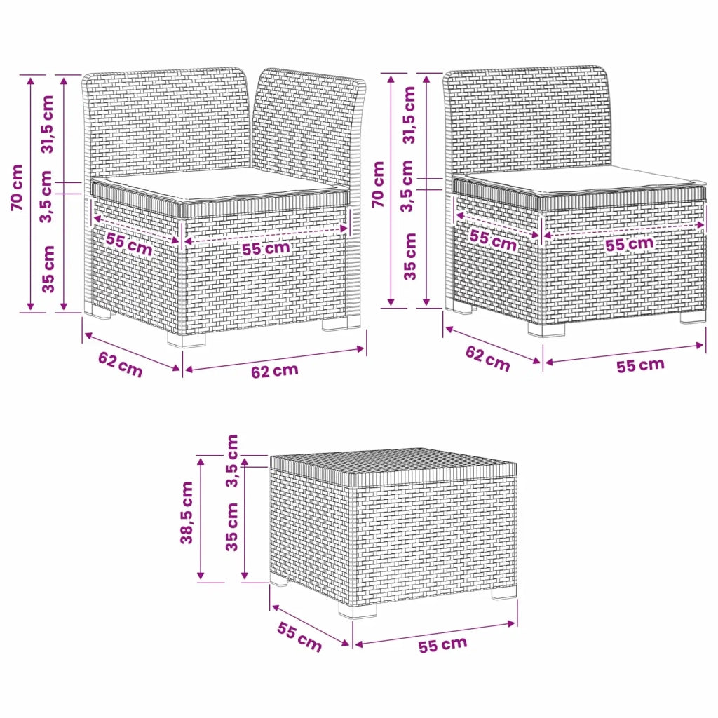 Divano da Giardino a 4 Posti con Cuscini in Stile Rattan PP 3443861