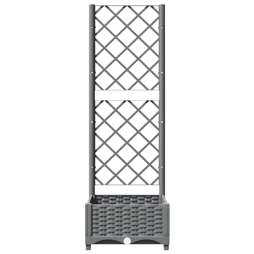 Fioriera | Cassetta per fiori | Vaso da Giardino e Graticcio Grigio Chiaro 40x40x121,5cm PP