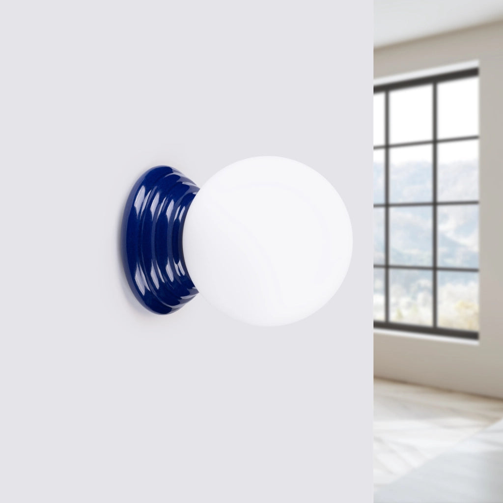 Applique bagno sfera vetro opale ultramarina G9 Albano PureLume