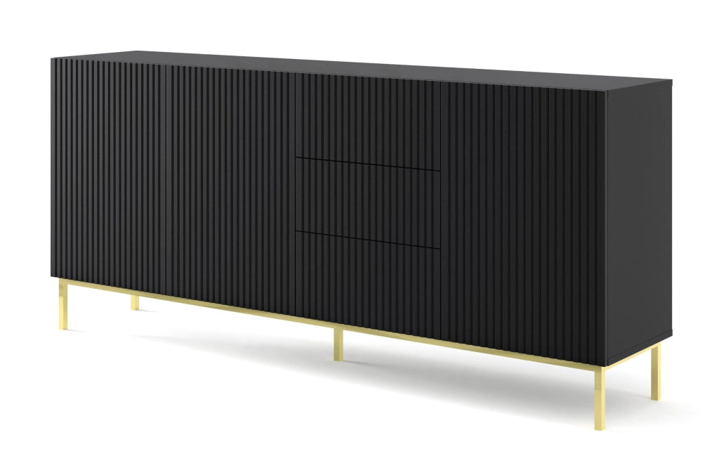MOBILE RAVENNA B MOBILE IN MDF RIVESTITO IN FOGLIO 3D3S 200 NERO OPACO TELAIO ORO