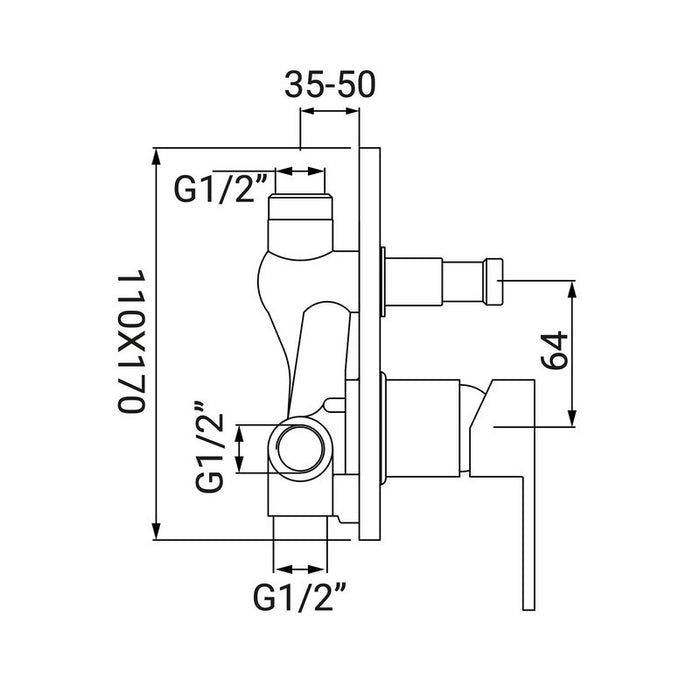 Miscelatore incasso doccia serie zoe con deviatore, finitura cromata
