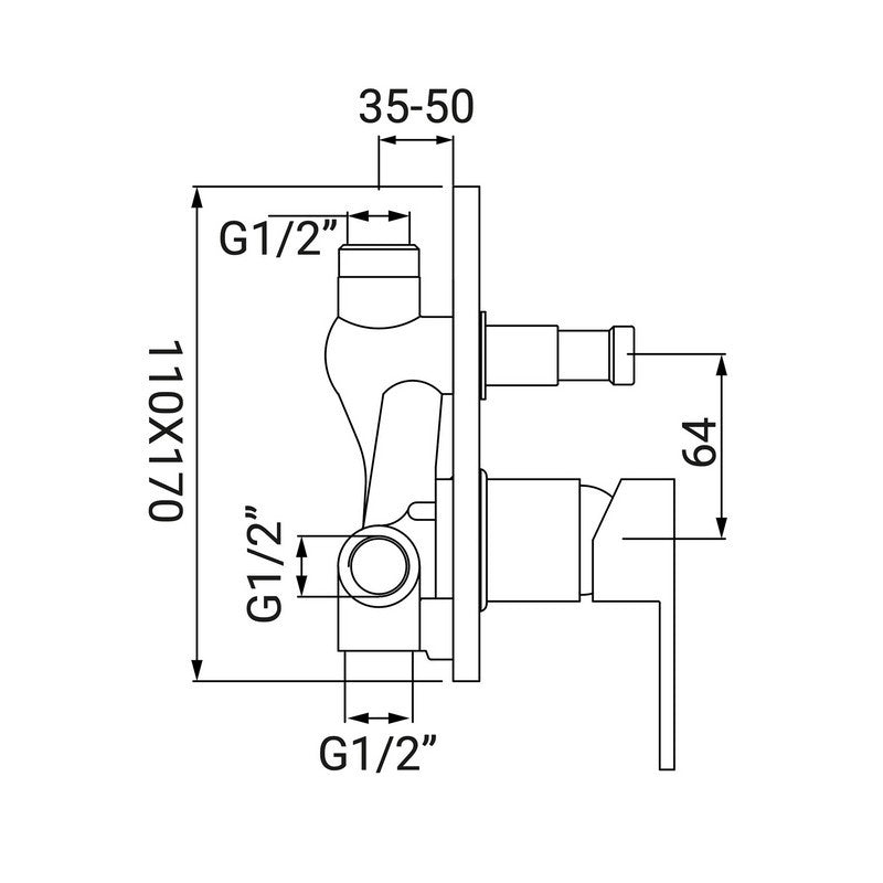 Miscelatore incasso doccia serie zoe con deviatore, finitura cromata