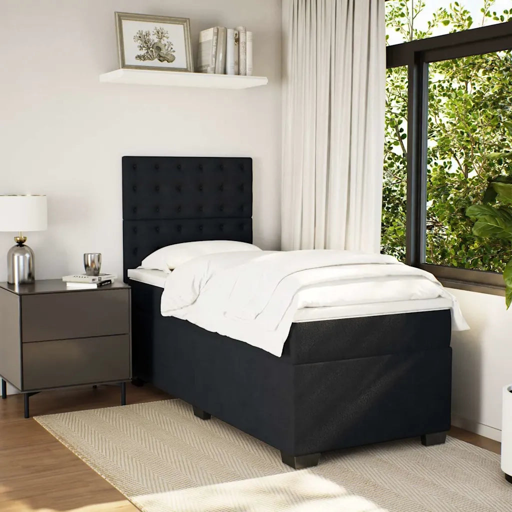 Giroletto a Molle con Materasso Nero 80x200 cm in Velluto