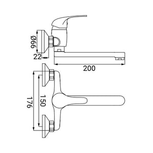 Miscelatore lavello con attacco a parete e bocca girevole - Serie Fast
