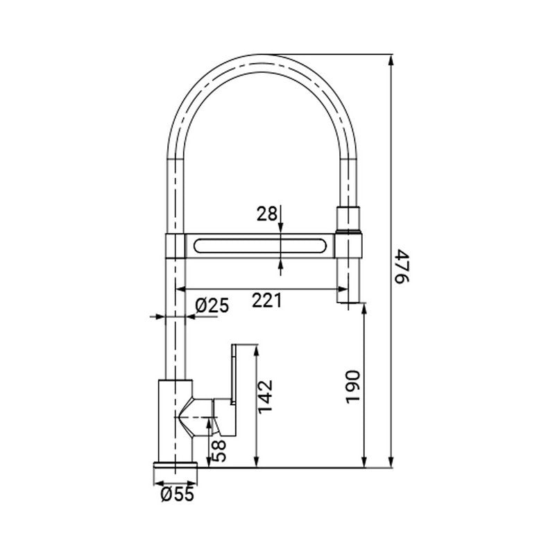 Rubinetto cucina nero con doccetta orientabile - Serie Dallas