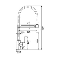 Rubinetto cucina nero con doccetta orientabile - Serie Dallas