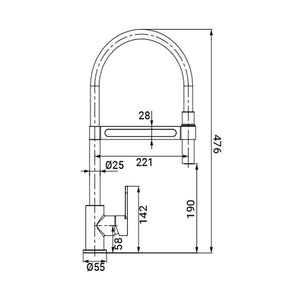 Rubinetto cucina nero con doccetta orientabile - Serie Dallas