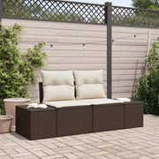 Divano da giardino a 2 posti con cuscini marrone in polyrattan