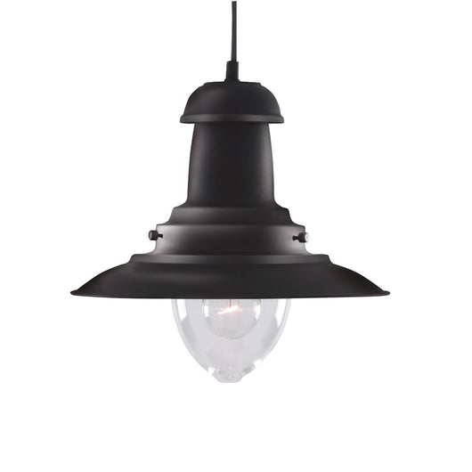 Sospensione Rustico-Country Fisher Man Acciaio Nero Vetro 1 Luce E27