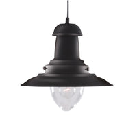 Sospensione Rustico-Country Fisher Man Acciaio Nero Vetro 1 Luce E27