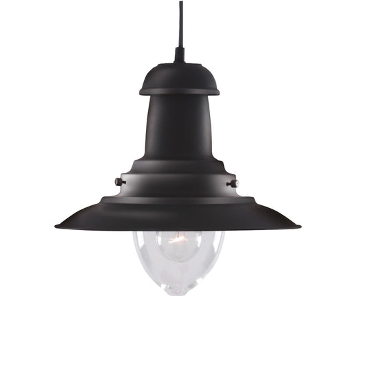 Sospensione Rustico-Country Fisher Man Acciaio Nero Vetro 1 Luce E27
