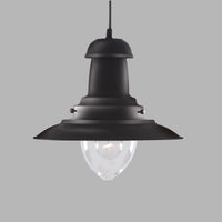 Sospensione Rustico-Country Fisher Man Acciaio Nero Vetro 1 Luce E27