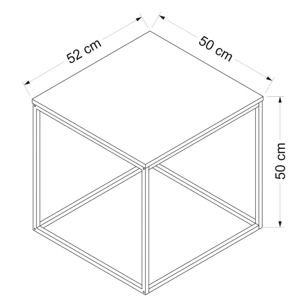 Tricase, Tavolino da Salotto Forma Quadrato, 52x50x50h cm Marrone Noce