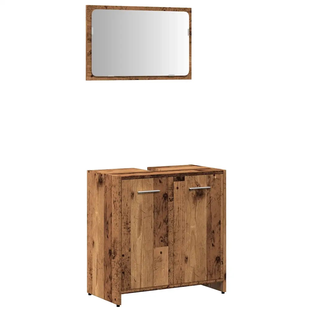 vidaXL Mobile da Bagno con Specchio in Legno Antico Legno Multistrato