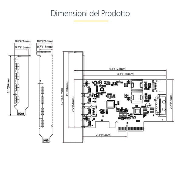 Scheda pcie usb a 5 porte - PS4C3IA3-USB-C-CARD