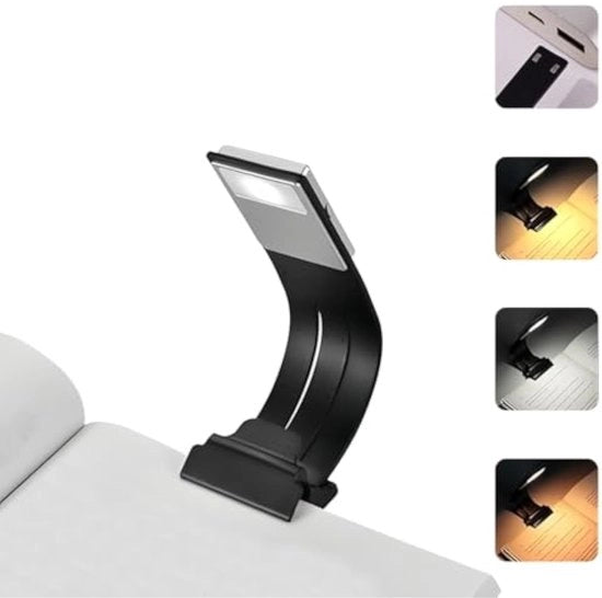 Lampada da lettura LED, 360° caricabile via USB, 3 modalità di illuminazione, lampada da lettura, nera, plastica