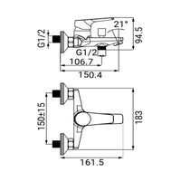 Rubinetto vasca cromato con leva in metallo - Serie Eureka