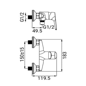 Miscelatore esterno doccia cromato con leva in metallo - Serie Eureka