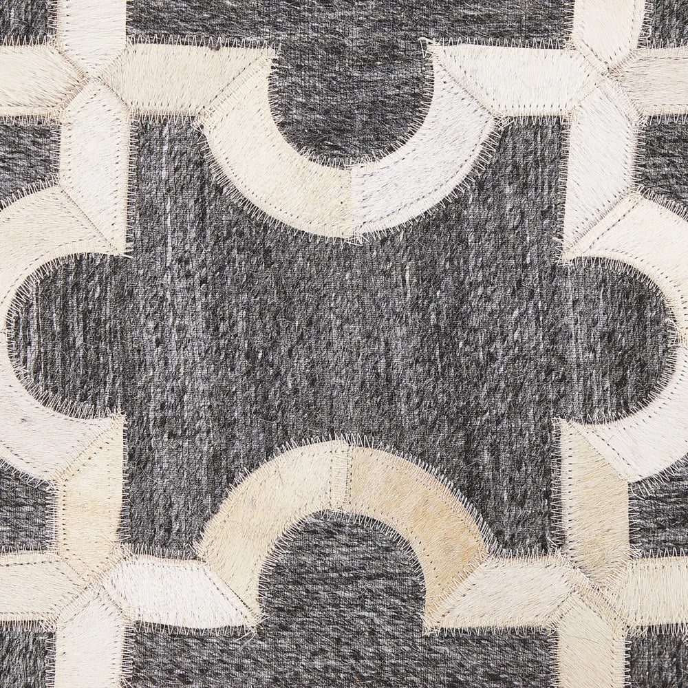Tappeto tappetino Grigio e Beige Pelle di vacchetta Jacquard Puzzle Motivo Geometrico Retro 140 x 200 cm