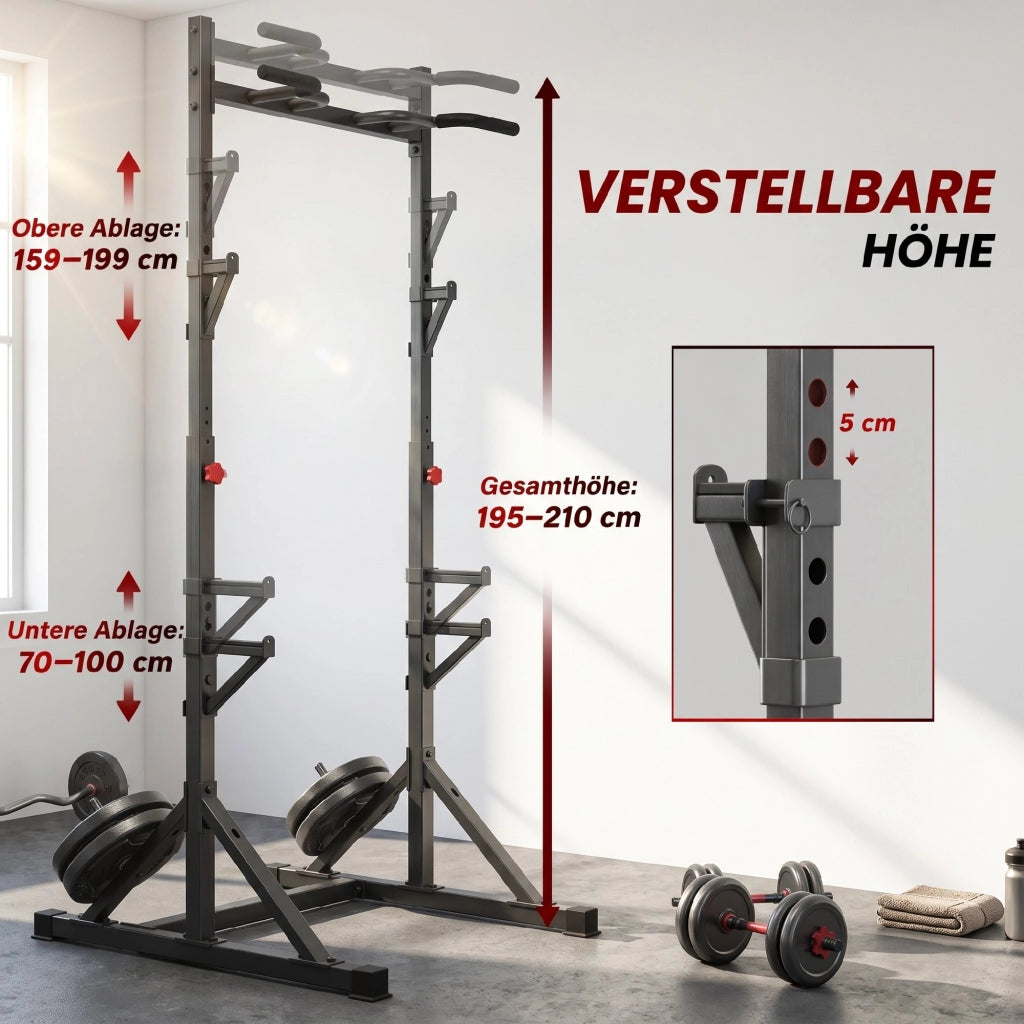 Supporto per manubri a 2 livelli ¨C Xylo ¨C Acciaio, portata 200 kg, rack squat
