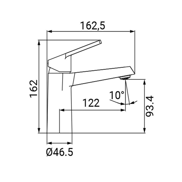 Miscelatore lavabo cromato con leva in metallo - Serie Fluid