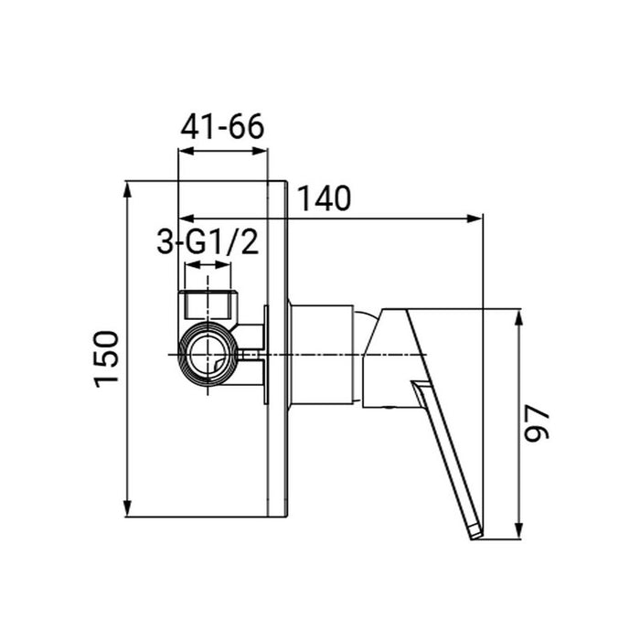 Rubinetto incasso doccia cromato - Serie Fluid