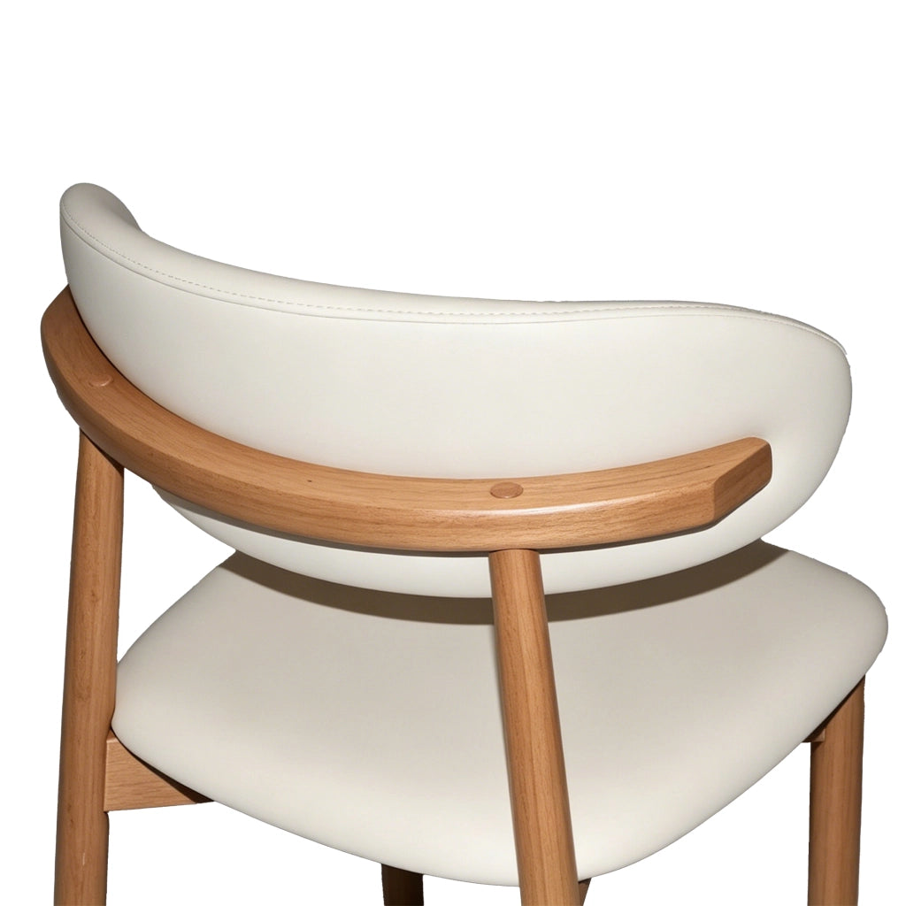 Sedia da sala da pranzo ergonomica set da 2 con piedini antiscivolo e struttura in legno di quercia PU bianco