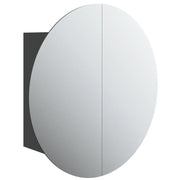 Mobiletto rotondo a parete con specchio e illuminazione a LED 47 x 47 x 17 cm elegante vano contenitore in legno nero 02_0047109