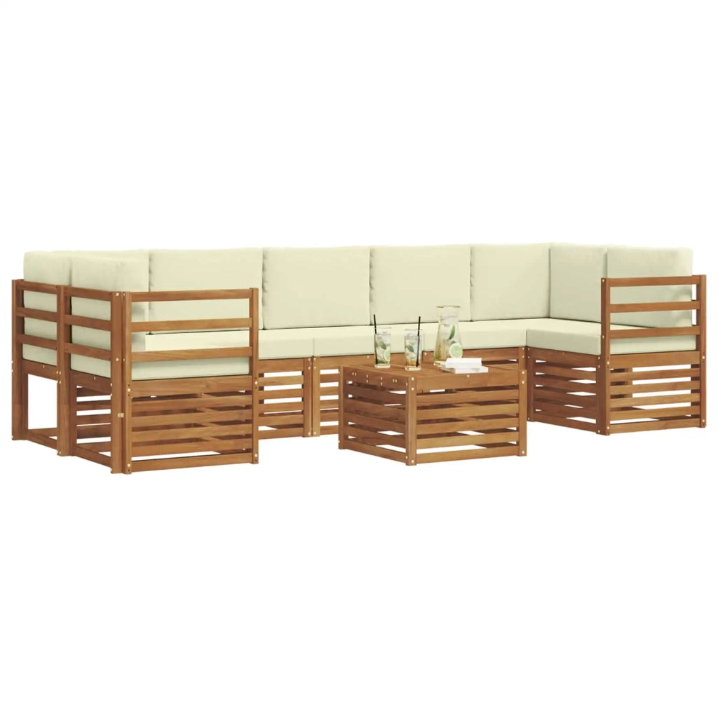 Set di divani da esterno 8 pz Naturale e Crema 3374510