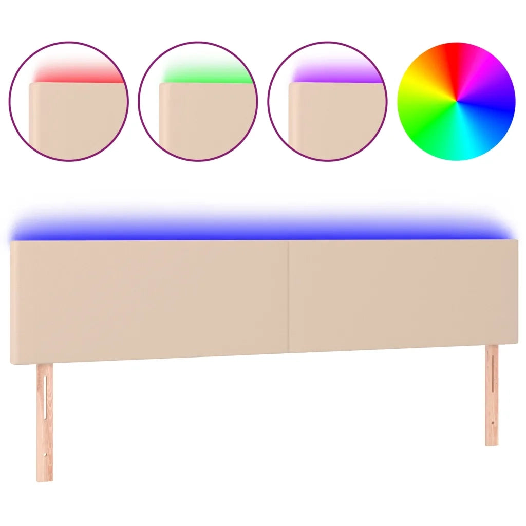 Testiera con LED-Testata Cappuccino a LED 180x5x78/88 cm in Similpelle 446424