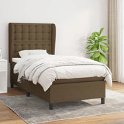 Giroletto a Molle con Materasso Marrone Scuro 90x190cm Tessuto