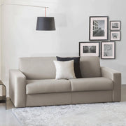 Divano Letto Estia, Divano a 3 posti, Made in Italy, SofÒ  Soggiorno con apertura girevole, in tessuto imbottito, con Braccioli standard, cm 220x95h90, Tortora