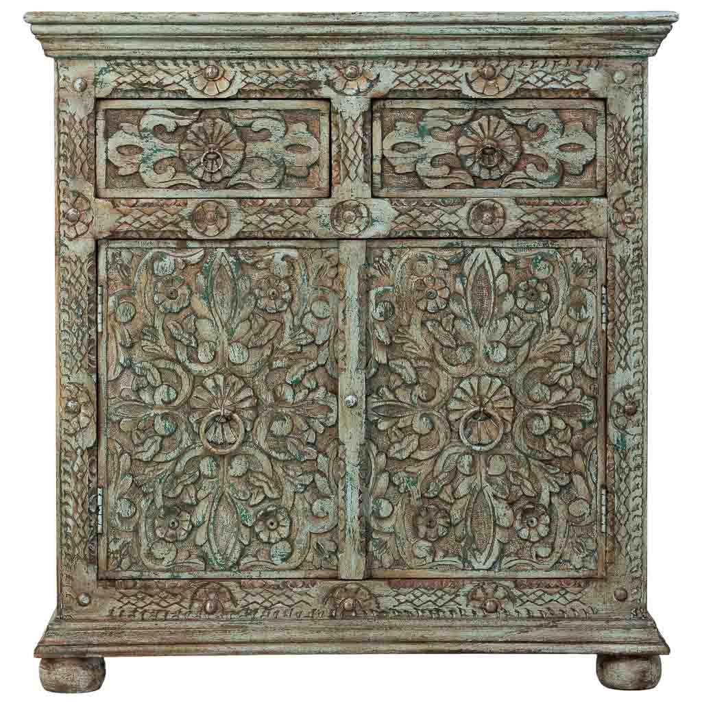 Aparador de madera verde 90x40x90