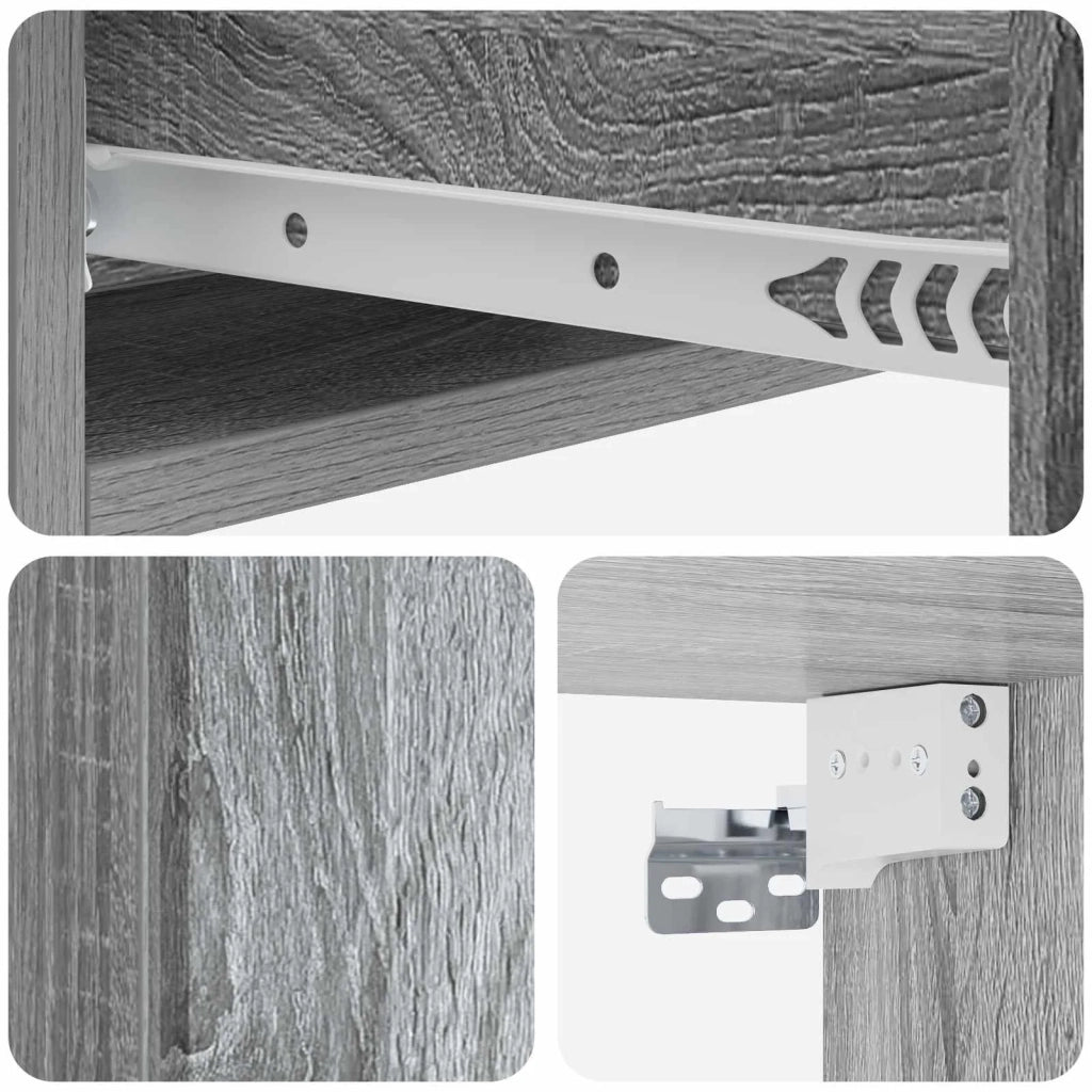 Tavolino da Parete Laterale Grigio Sonoma 59 x 34,5 x 17 cm