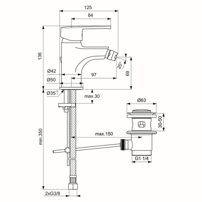 Rubinetto bidet Ideal Standard cromato - Serie Idealstream