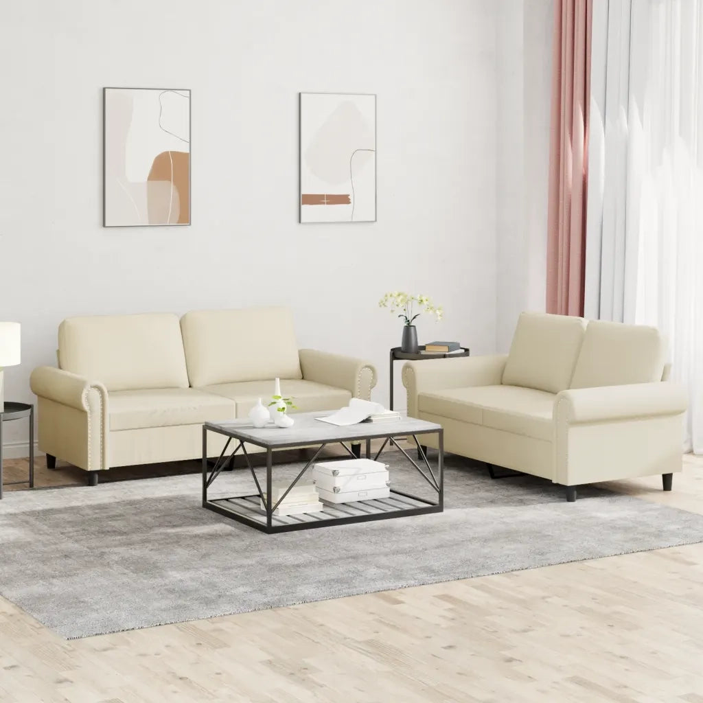 Set di Divani 2 pz con Cuscini crema in Similpellecod mxl 83292
