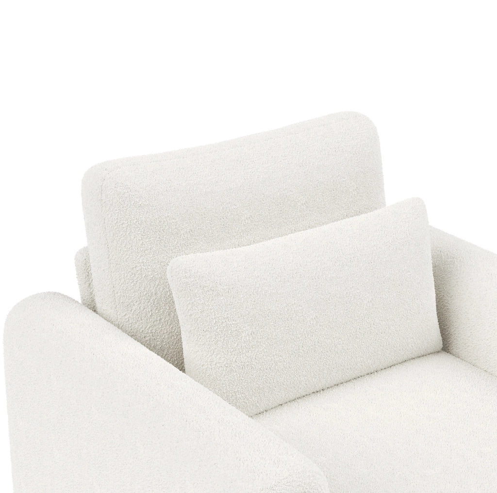 Poltrona 87x83x88.5 cm con cuscino spesso; in tessuto Teddy; bianco