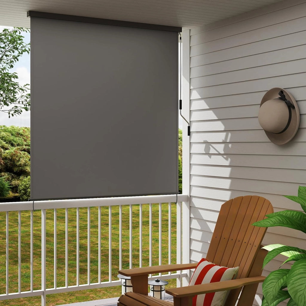 Tenda verticale per esterni, 180 x 250 cm, resistente alle intemperie, per esterni, con manovella, tenda avvolgibile per balcone, larghezza 180 cm, protezione balcone