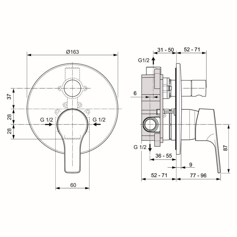 Rubinetto incasso doccia con deviatore Ideal Standard cromato - Serie Idealstream