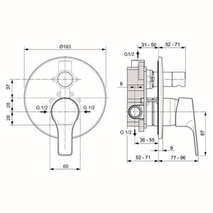 Rubinetto incasso doccia con deviatore Ideal Standard cromato - Serie Idealstream